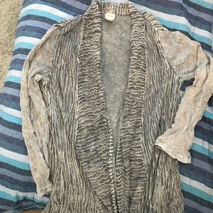 Zenergy by Chico's long line gray open front cardigan pleats size 2